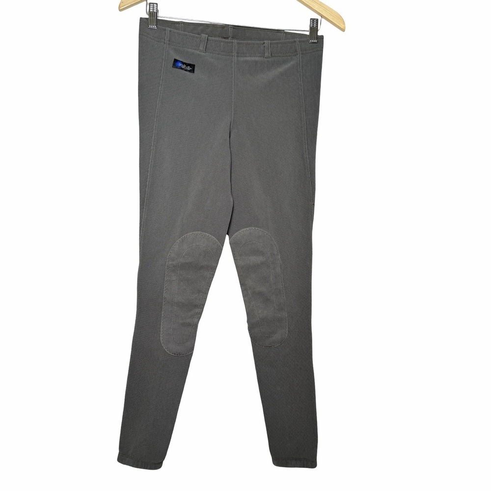 Irideon Riding Tights Womens L Gray Suede Knee Patch Equestrian Breeches USA